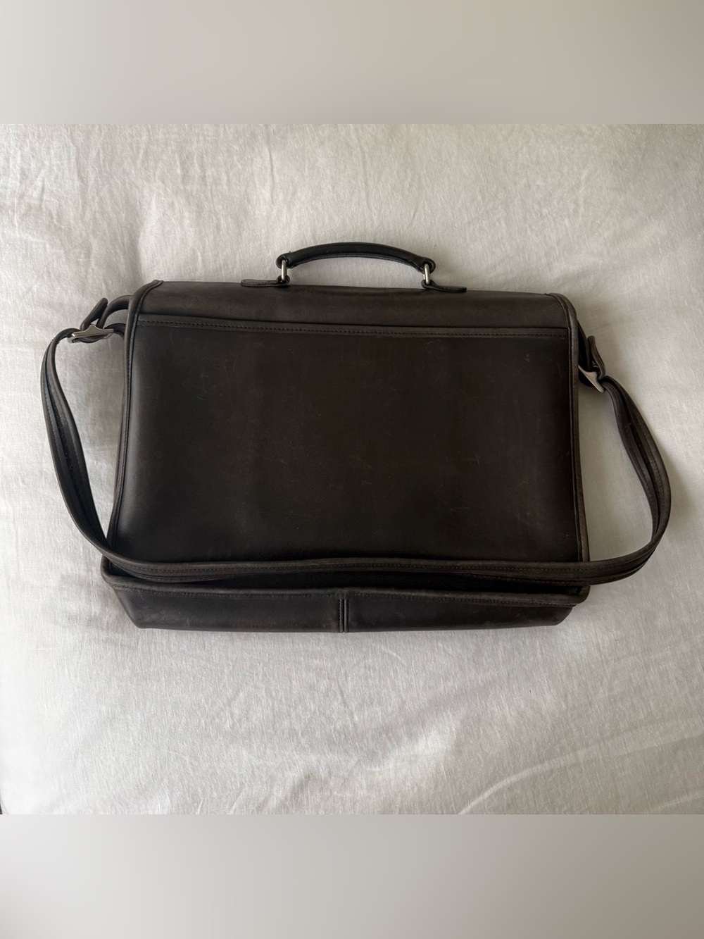 Authentic Vintage 1990s Coach Leather Flap Briefcase / Portfolio - Brown/Black - Picture 4 of 8